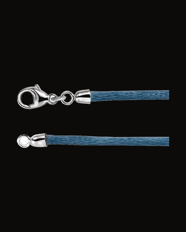 2.25 mm Light Blue Silk Cord Necklace — Silver-Plated on Sterling Silver