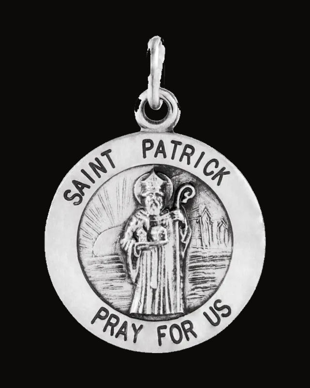 St. Patrick Medal Necklace or Pendant — Sterling Silver