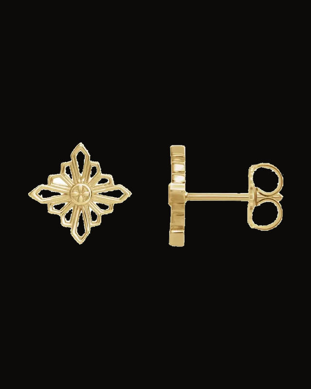 Vintage-Inspired Geometric Earrings — 14K Yellow Gold