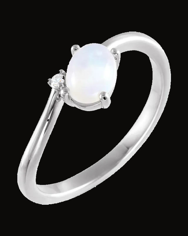 Natural Ethiopian Opal And 0.01 CTW Natural Diamond Bypass Ring — Sterling Silver · 2 mm