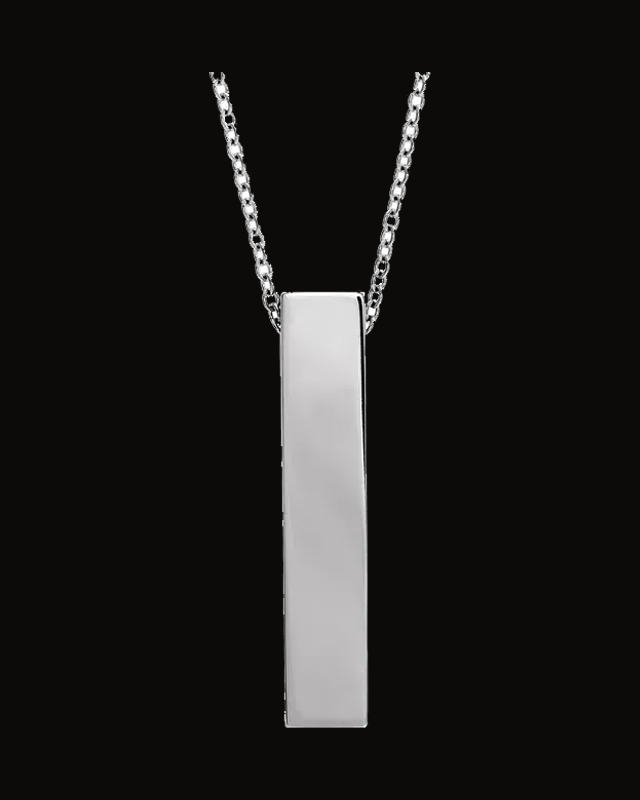 Engravable Sculptural Bar Necklace or Pendant — Sterling Silver