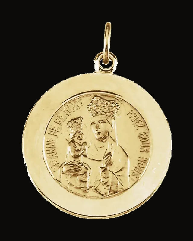 Round St. Anne De Beaupre Medal — 14K Yellow Gold