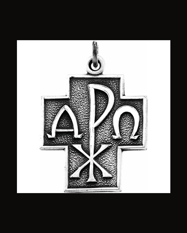 Alpha Omega Cross Necklace — Rhodium-Plated on Sterling Silver