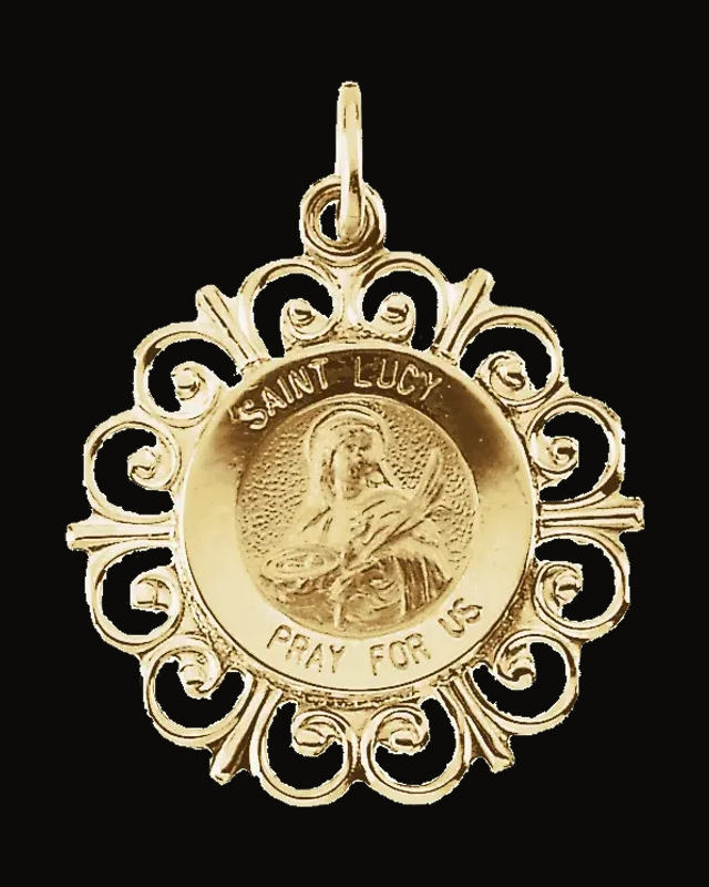 Round St. Lucy Medal — 14K Yellow Gold