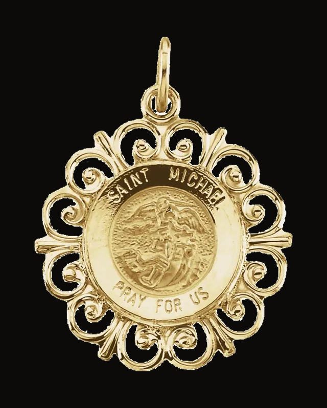 Round St. Michael Medal — 14K Yellow Gold