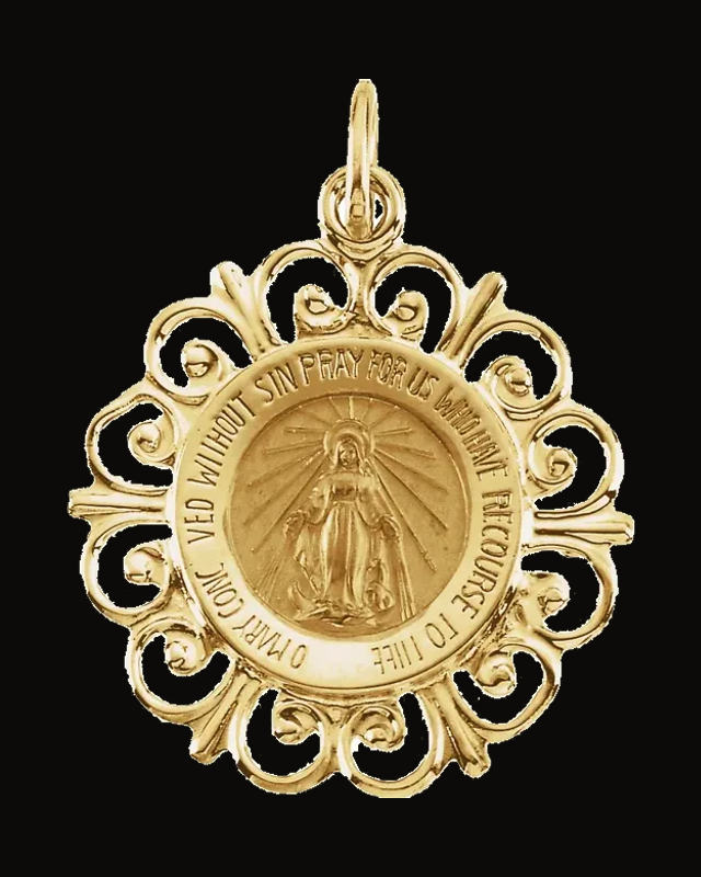 Round Miraculous Medal — 14K Yellow Gold
