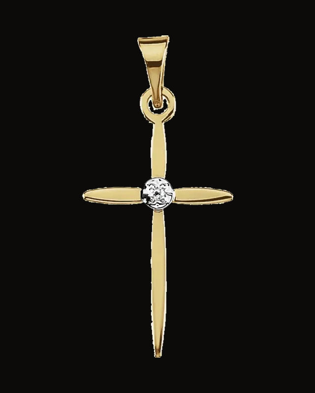 0.005 Ct Natural Diamond Cross Pendant — accent CT