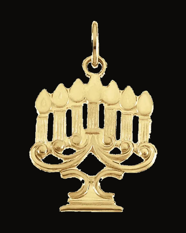 Menorah Pendant — 14K Yellow Gold