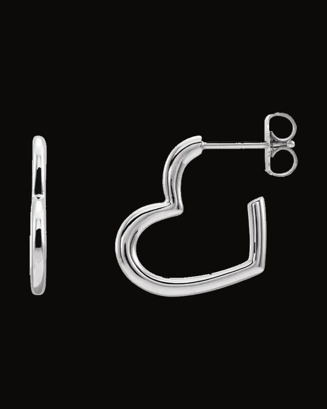 Heart Hoop Earrings With Backs — Sterling Silver