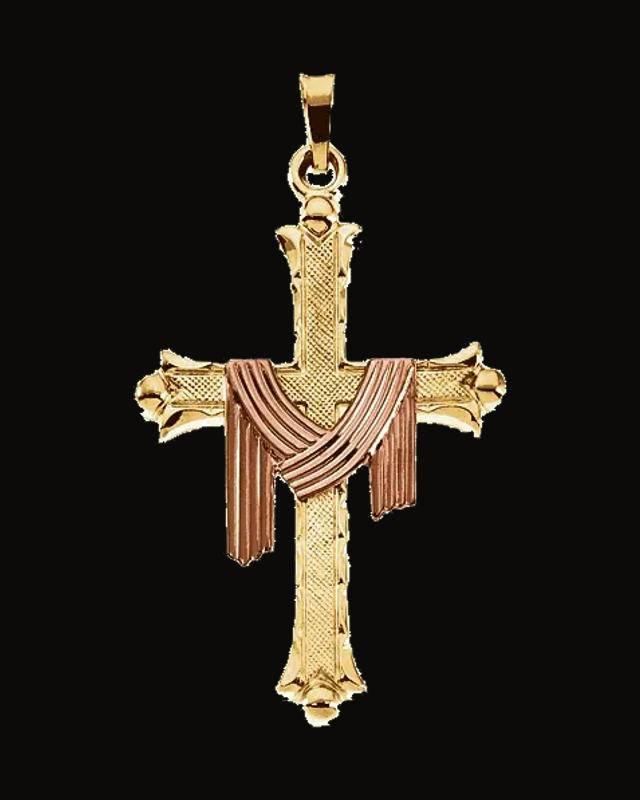 Cross with Robe Pendant — 14K Yellow Gold