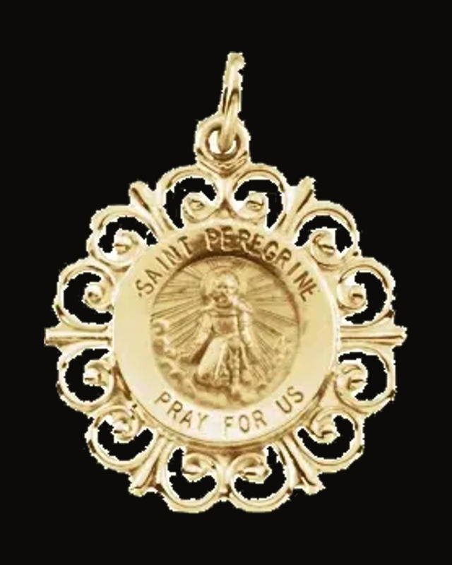 Round St. Peregrine Medal — 14K Yellow Gold