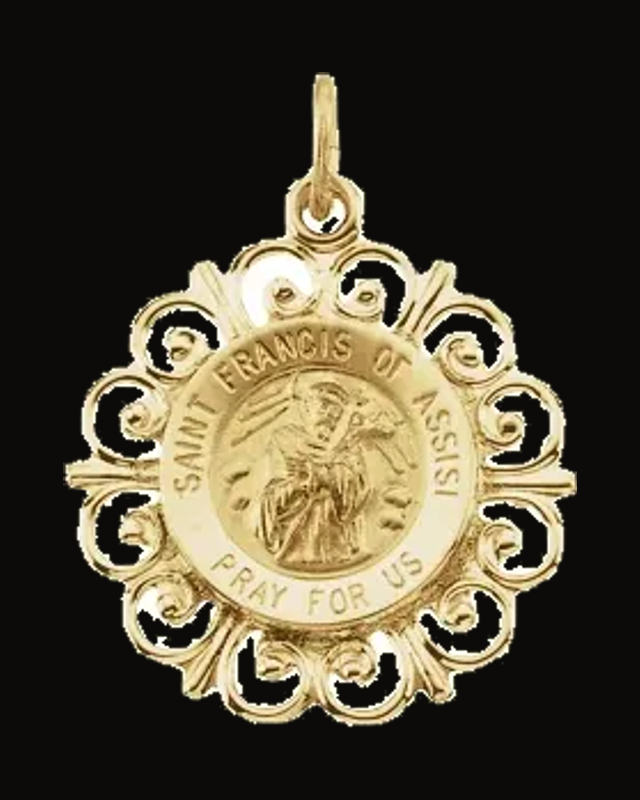 Round St. Francis Of Assisi Medal — 14K Yellow Gold