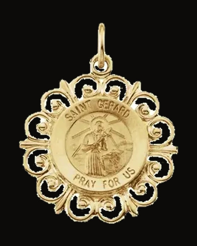 Round St. Gerard Medal — 14K Yellow Gold