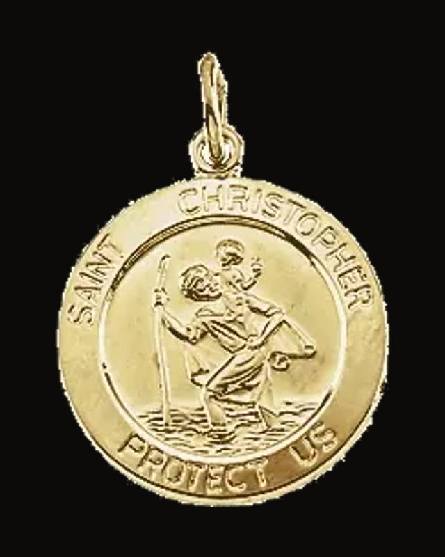 St. Christopher Medal Pendant — 14K Yellow Gold