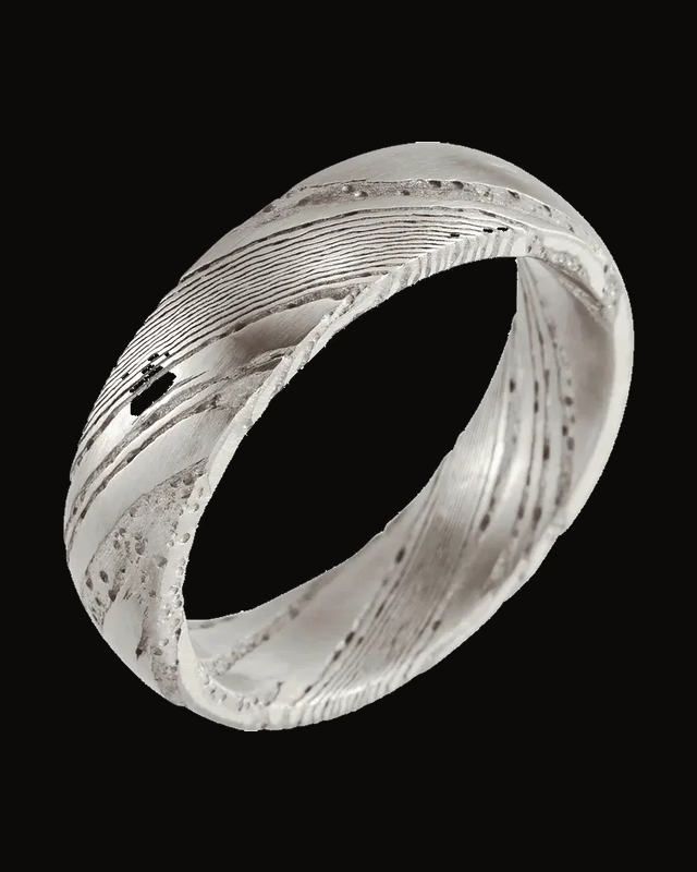 Damascus Comfort-Fit Flat Band — Damascus Stainless Steel