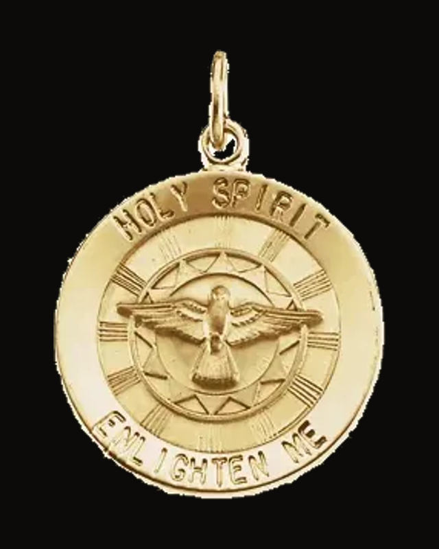 Round Holy Spirit Medal — 14K Yellow Gold