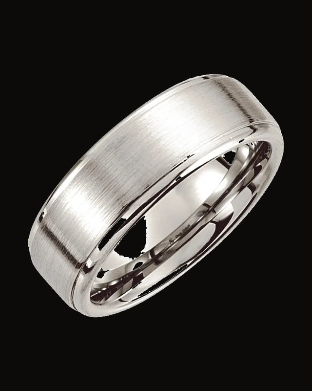 Stepped-Edge Inlay Comfort-Fit Band with Satin Finish — Cobalt · 8 mm