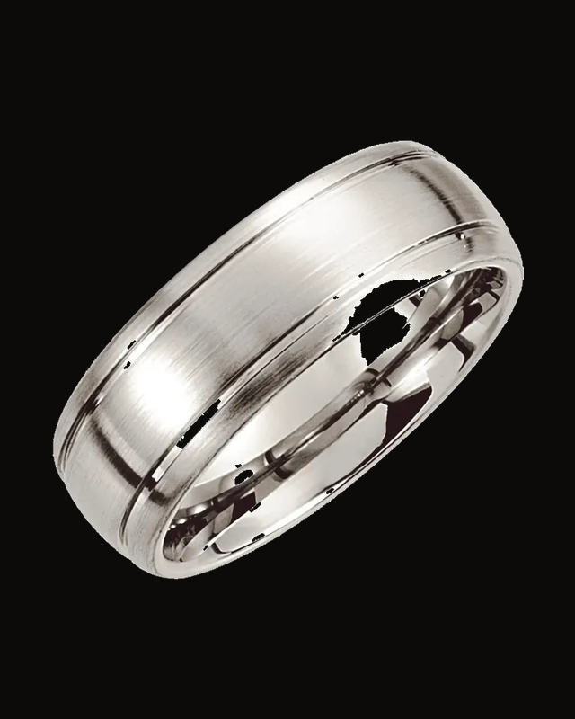 Grooved Comfort-Fit Half Round Band with Satin Finish — Cobalt · 8 mm
