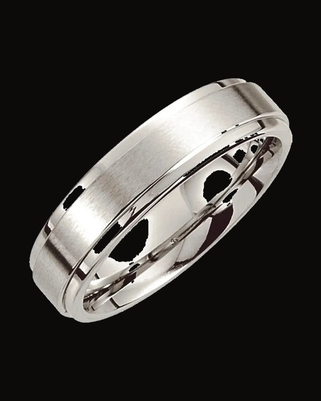 Stepped-Edge Comfort-Fit Flat Band with Satin Finish — Cobalt · 6 mm