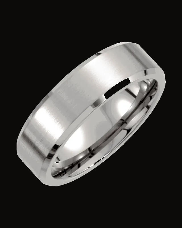 Beveled-Edge Inlay Comfort-Fit Band with Satin Finish — Titanium · 7 mm