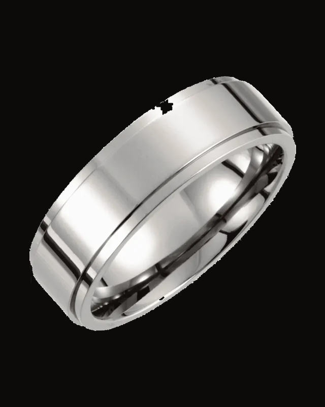 Stepped-Edge Comfort-Fit Band — Titanium · 7 mm