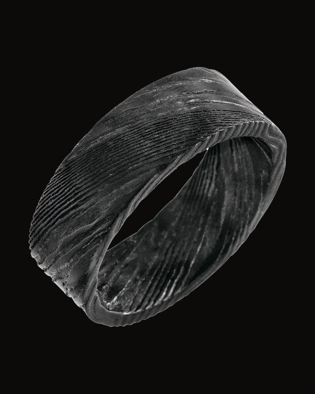 Damascus Steel Patterned Flat Band — Damascus Stainless Steel · 8 mm