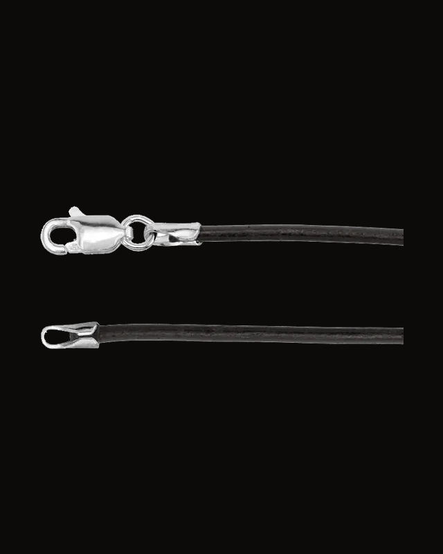 2 mm Black Rubber Cord Necklace — Silver-Plated on Sterling Silver
