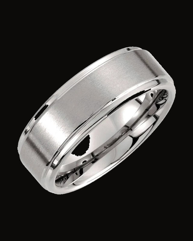 Rounded Edge Band With Satin Finish — Tungsten · 8 mm