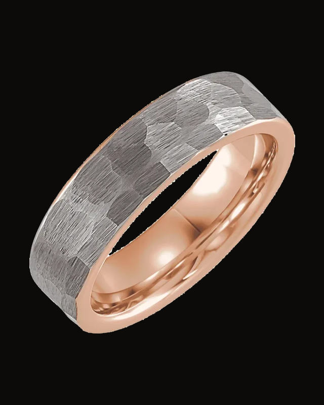 Comfort-Fit Flat Band with Hammered Finish — Tungsten
