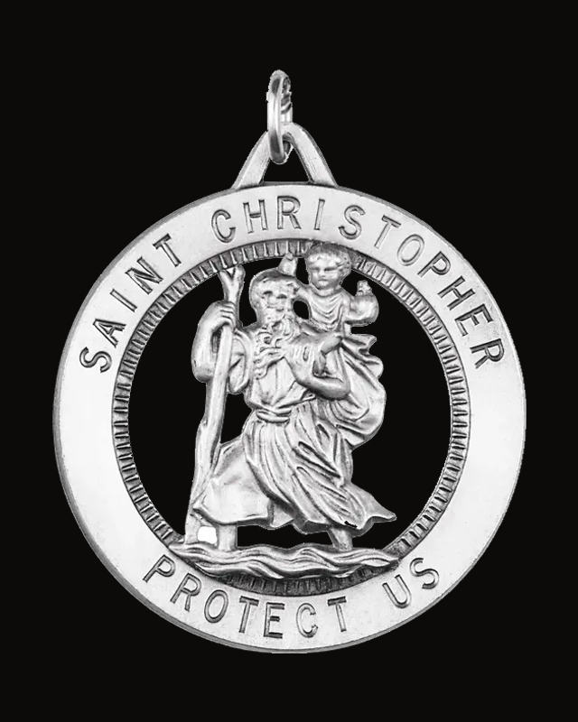 St. Christopher Medal Necklace or Pendant — Sterling Silver