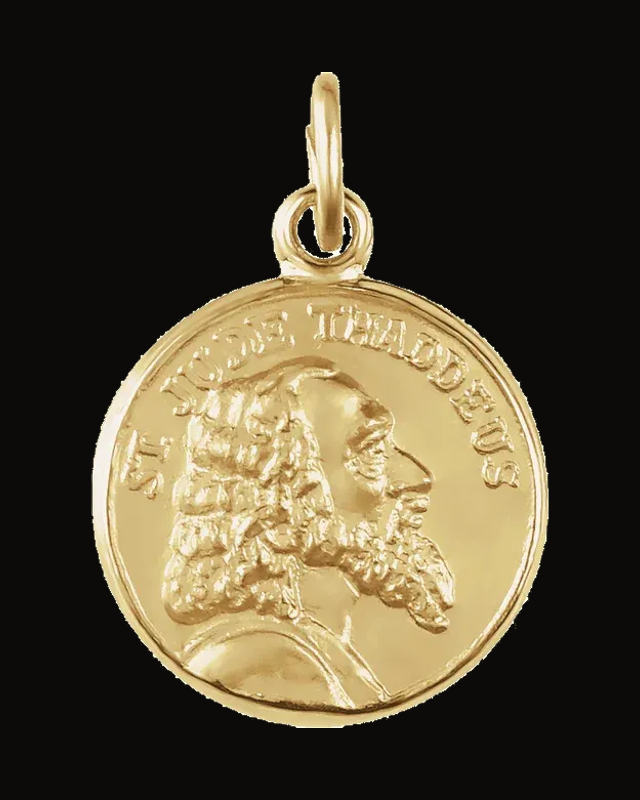 Round St. Jude Thaddeus Medal — 14K Yellow Gold