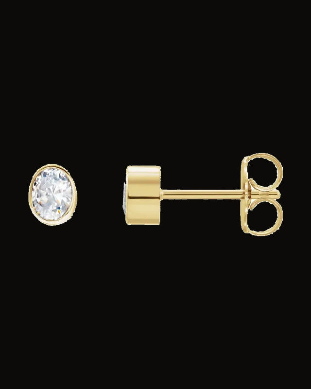 1/3 CTW Lab-Grown Diamond Bezel-Set Earrings — 14K Yellow Gold