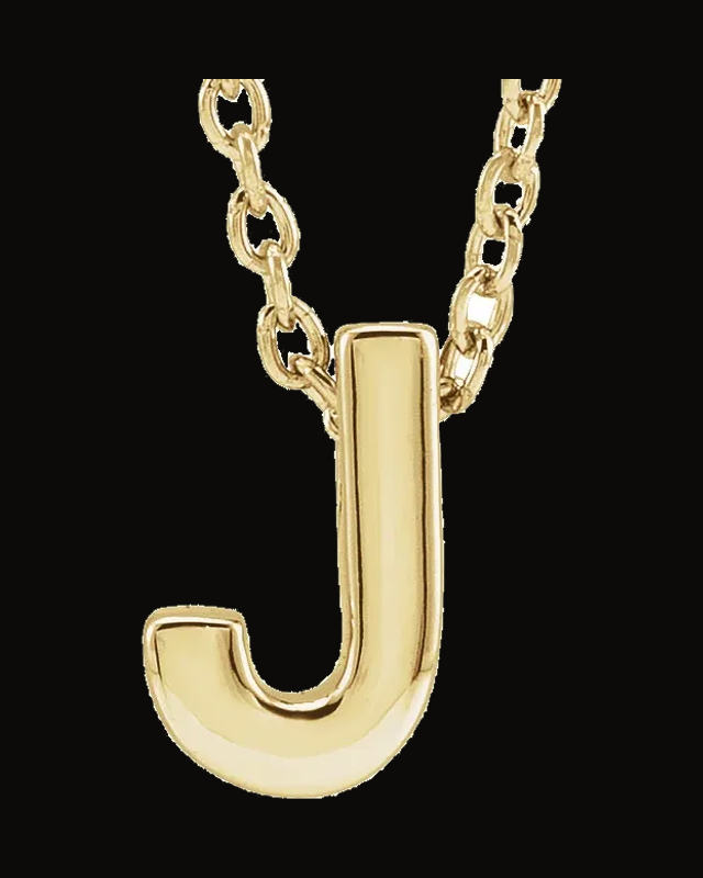 Initial Pendant Slide Necklace — 14K Yellow / White Gold