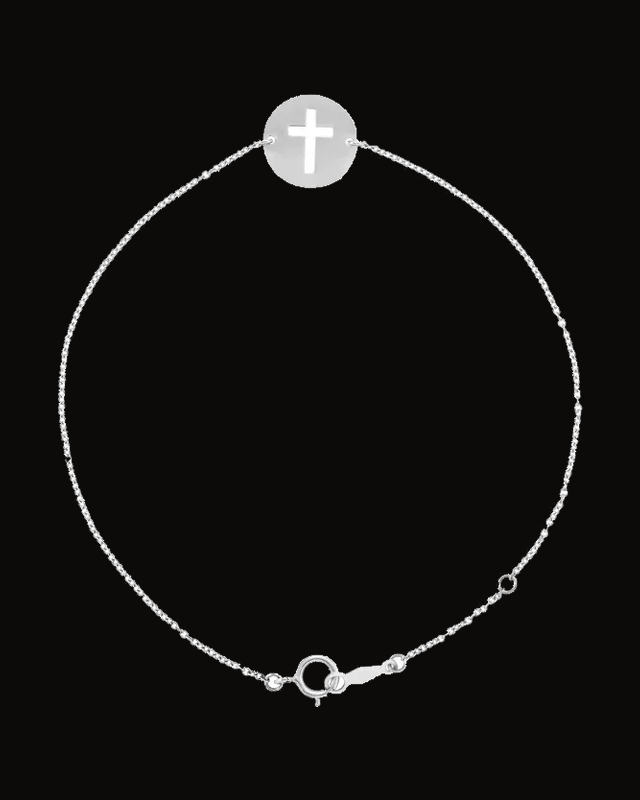 Pierced Cross Disc Bracelet — Sterling Silver