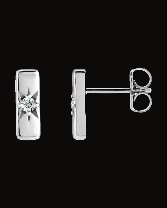 0.07 CTW Lab-Grown Diamond Bar Earrings — Rhodium-Plated on 14K White Gold