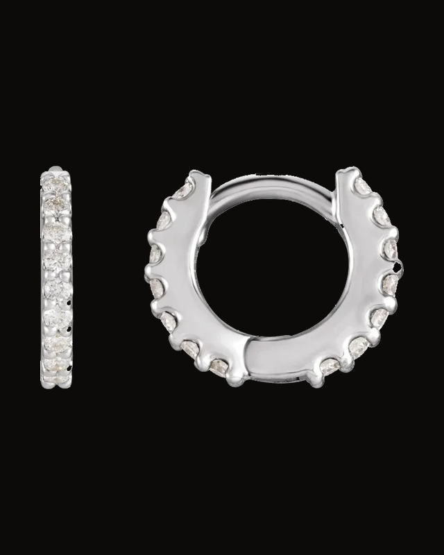 Accented Huggie Earrings — 14K White / Yellow Gold