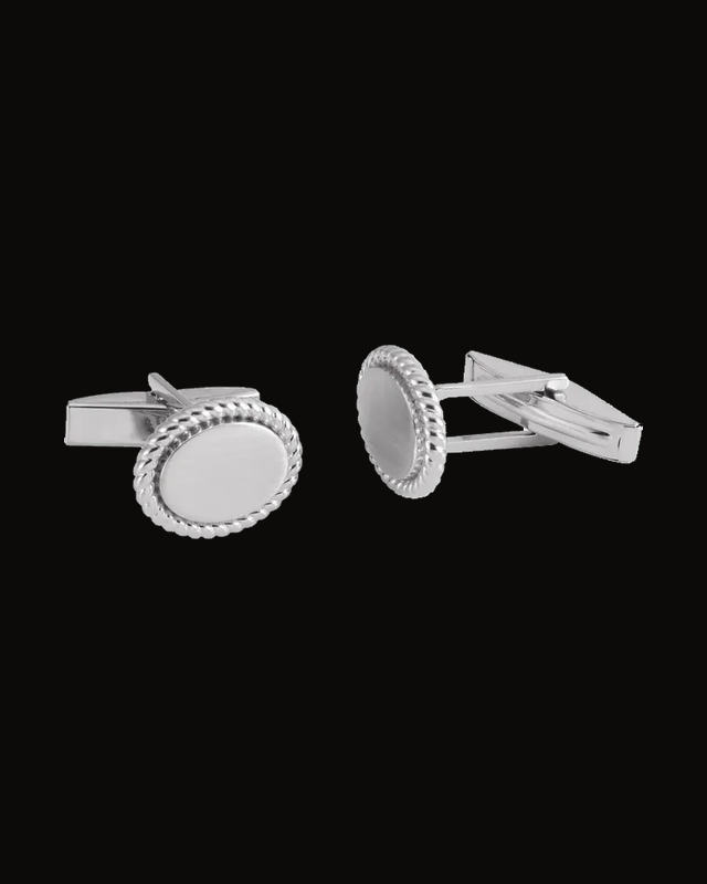 Rope Edge Cuff Links — Rhodium-Plated on Sterling Silver