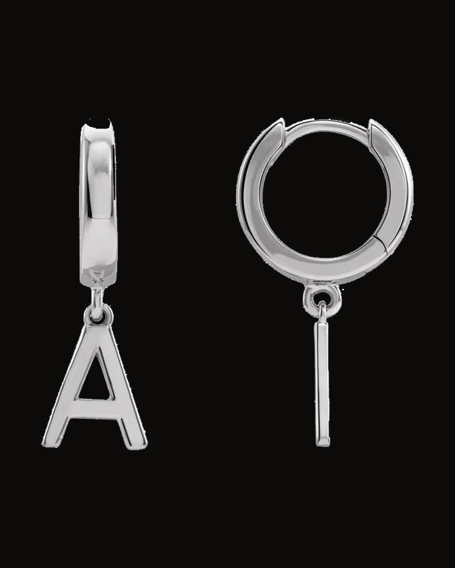 Hinged Huggie Initial Earring — 14K Yellow / White Gold