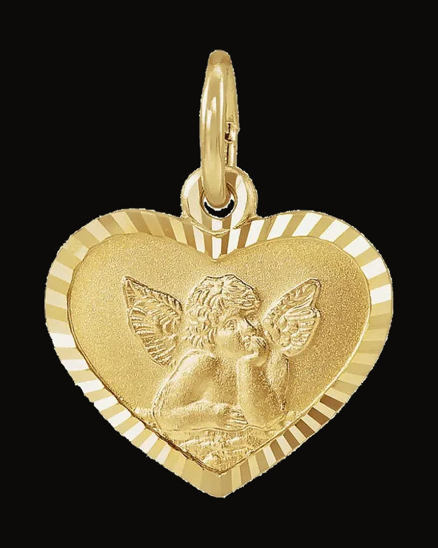 Heart Angel Medal — 14K Yellow Gold