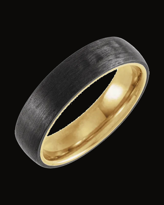 Comfort-Fit Half Round Band Withn 18K Yellow Gold Pvd — 18K Yellow Gold PVD Titanium · 6 mm