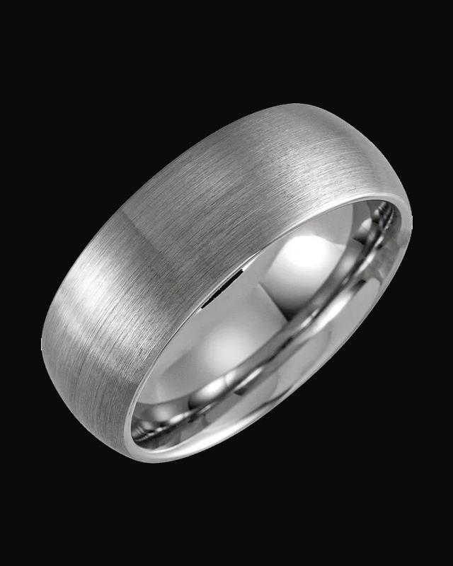 Comfort-Fit Half-Round Band with Satin Finish — Tungsten · 8 mm