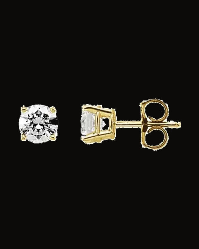 Imitation White Cubic Zirconia Earrings — 14K White / Yellow Gold · 6 mm