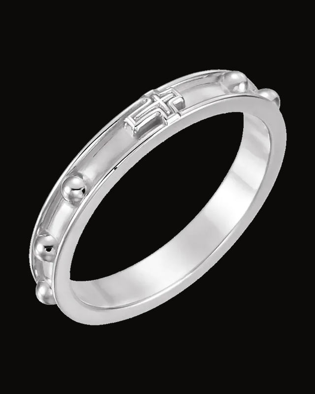 Rosary Ring With Raised Borders — Sterling Silver · 3.2 mm