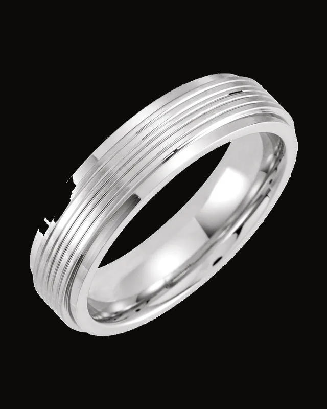 Stepped-Edge Grooved Flat Band — Cobalt · 6 mm