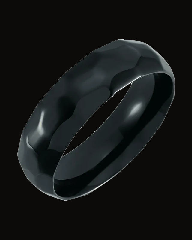 Comfort-Fit Half-Round Band with Hammer Finish — Black Titanium
