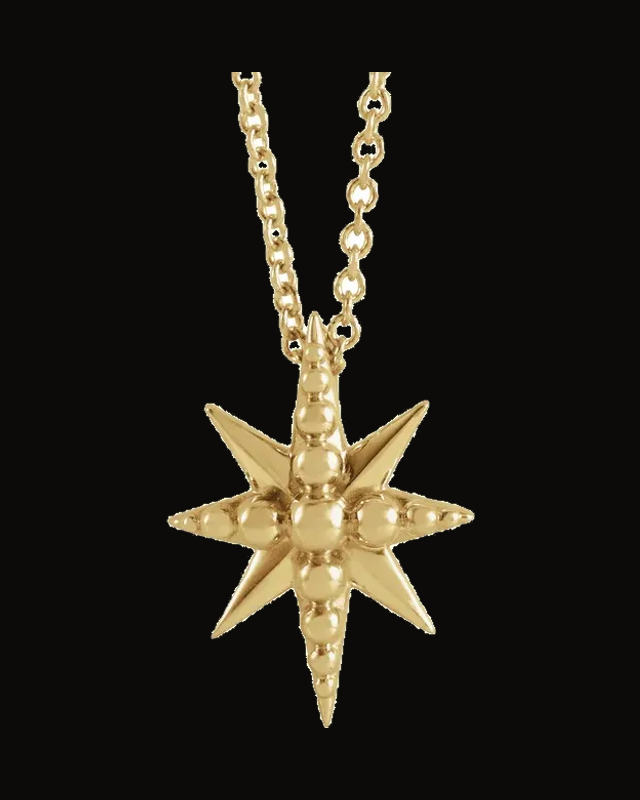 Beaded Star Necklace or Pendant — 14K Yellow Gold