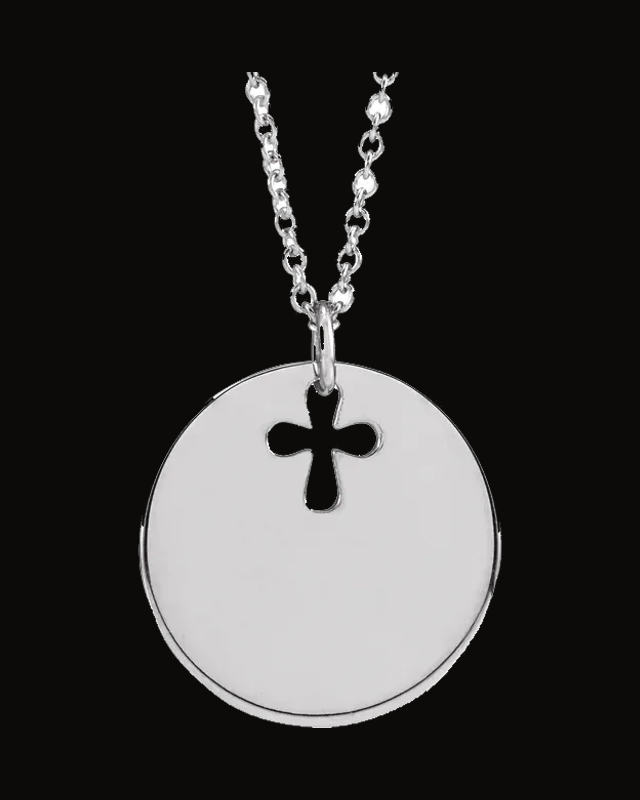 Engravable Pierced Cross Necklace or Pendant — Sterling Silver