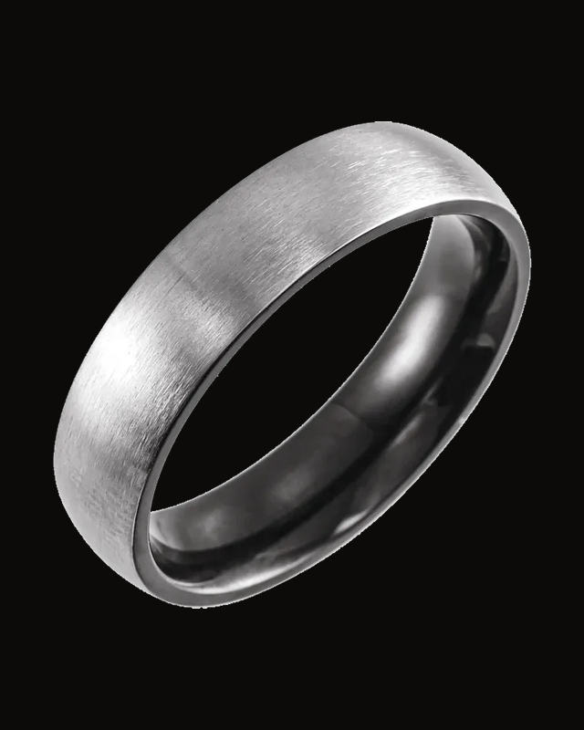 Comfort-Fit Half Round Band With Satin Finish And Black Pvd — Black PVD Titanium · 6 mm