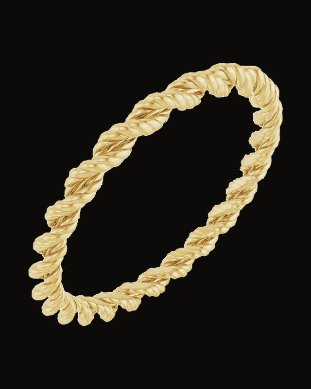 Rope Standard-Fit Band — 14K Yellow Gold · 1.42 mm · Size 7