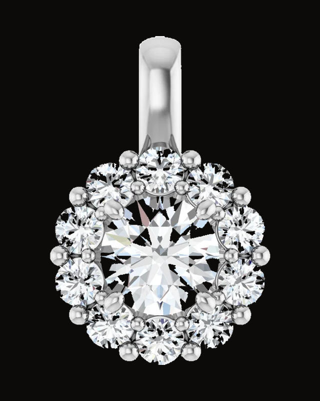 Halo-Style Pendant — Rhodium-Plated on 14K White Gold